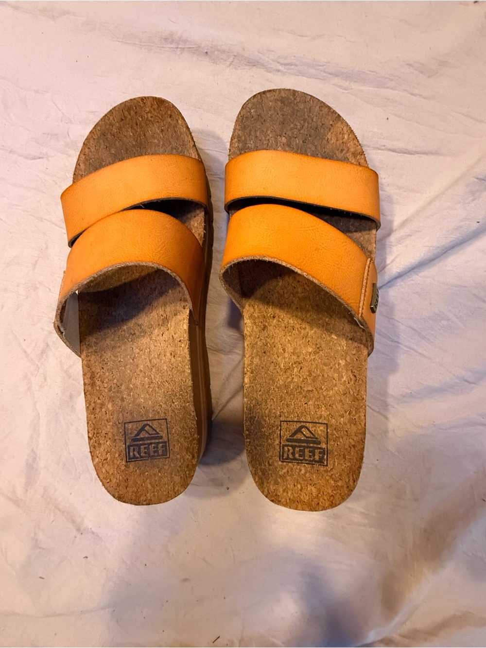 Reef Kids Orange Double-Strap Cork Footbed Sandals